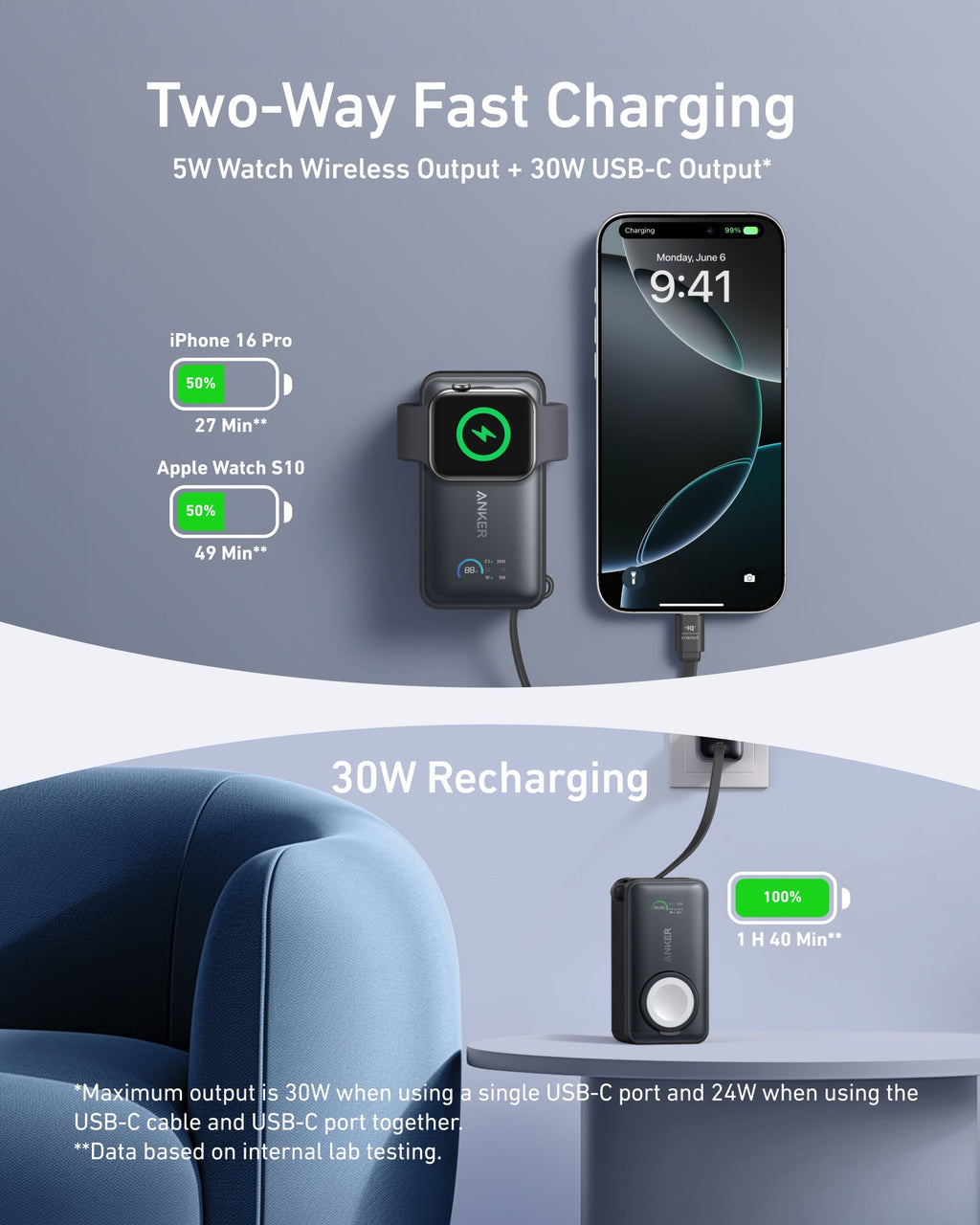 MagGo Power Bank (10K, 35W, For Apple Watch)